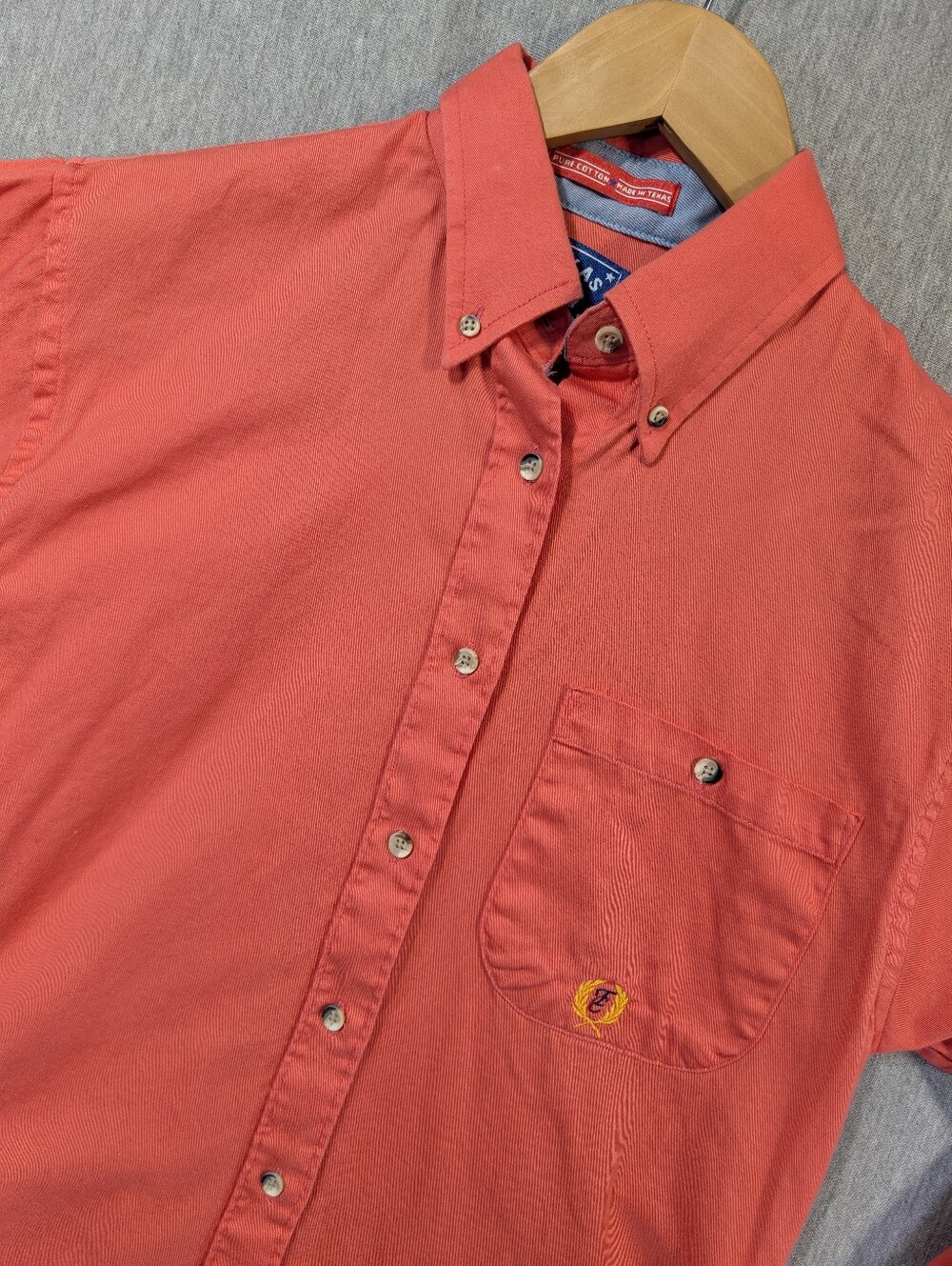 Texas Cotton Button Western Shirt Women's Small Salmon Pink Made In USA